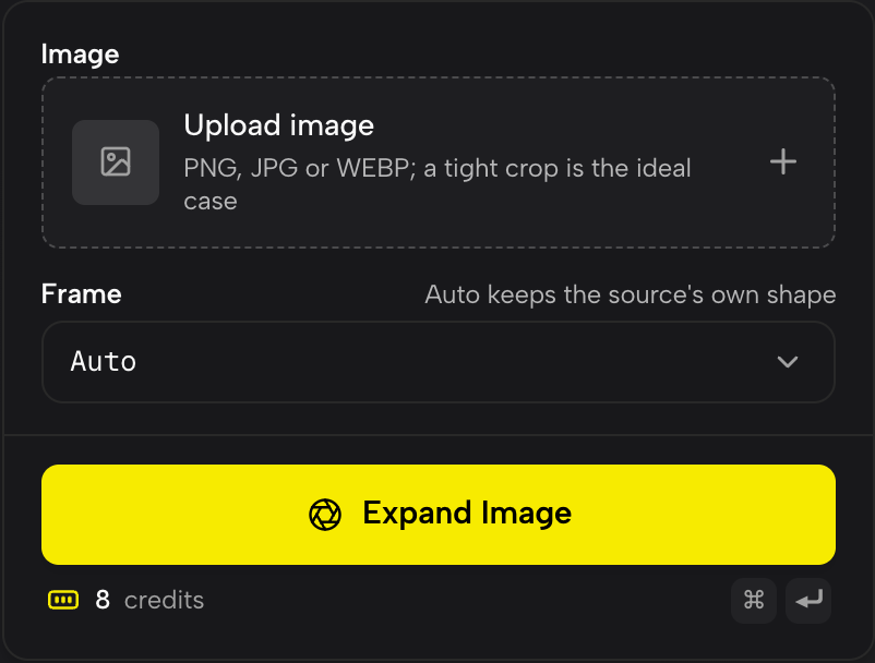 The Frame setting. Auto adds room in the photo's own shape; the ratios reframe it.