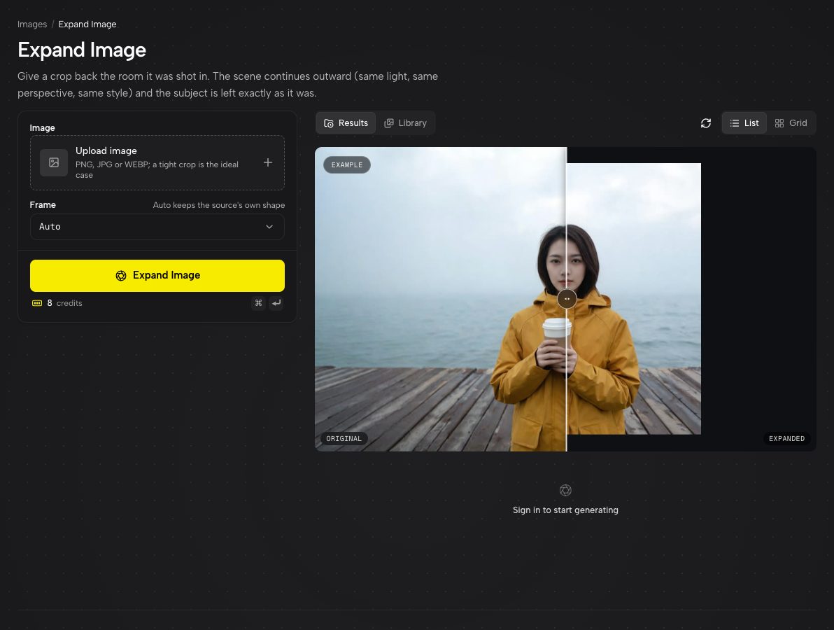 Expand Image with an example loaded: the original in the middle, the new frame around it.