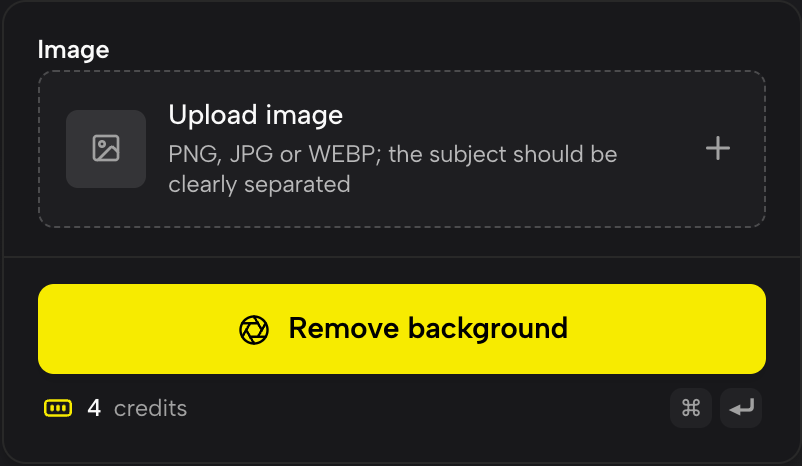 There is nothing to set. Add the image and press Remove background.